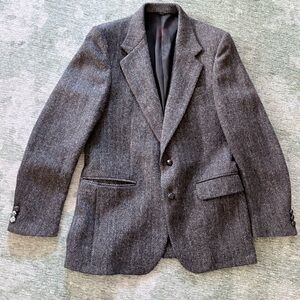 Elegant charcoal and brown with burgundy pinstripe Men's Blazer